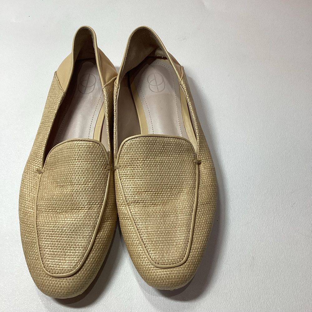 Porte & Paire Beige Raffia Leather Trim Collapsible Loafers Women's Size EU 37 - Picture 4 of 14